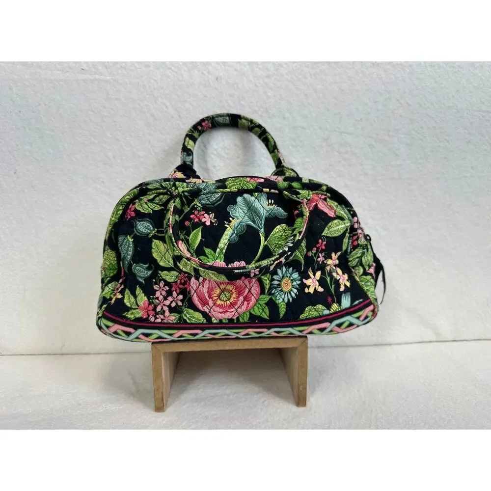 Vera Bradley Lola Handbag in Retired Botanica Black Floral Quilted Cottagecore
